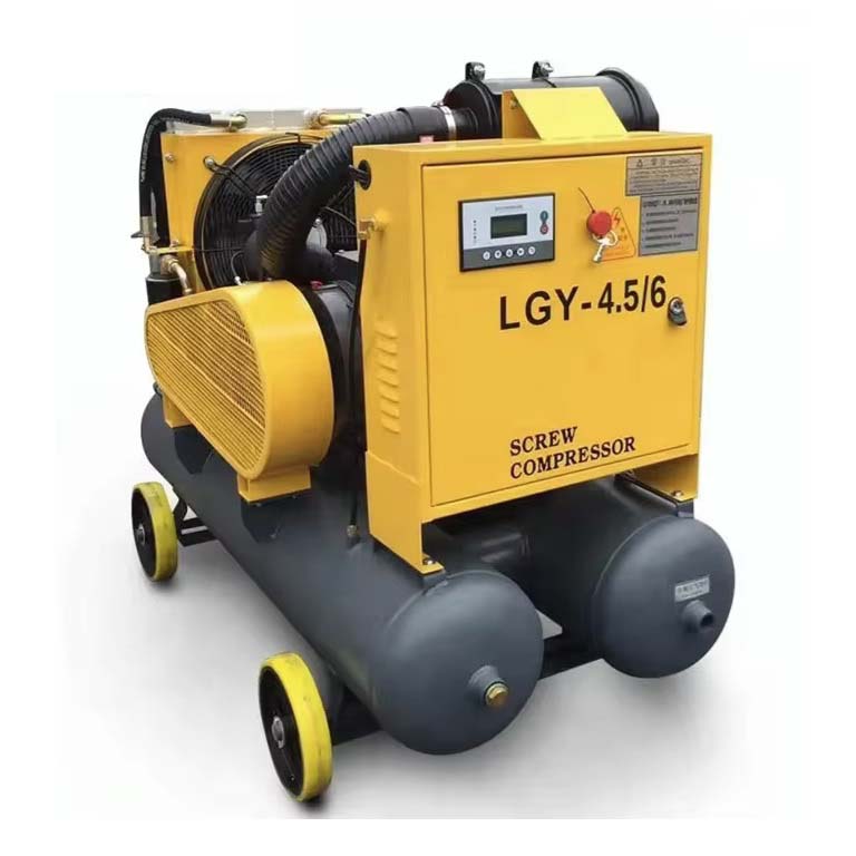 compresor de aire de tornillo portátil con dos depósitos para martillo neumático LGY-2.8